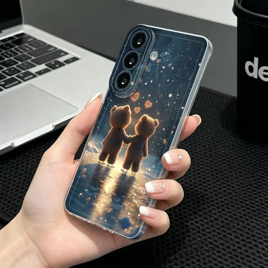 Bear Couple Under Starry Sky Print Case for Samsung Galaxy A33 A52 A55 A23 A52 A31 A25 A51 A54 A15 A34 A35 A26 A24 A56 A50 A14