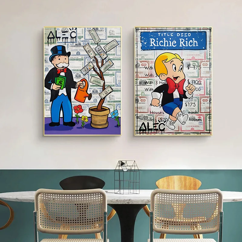 Fashion Alec Monopoly Millionaire Money Canvas Painting Modern Street Graffiti Wall Poster Prints Room Gifts Home Pictures Decor - view 3