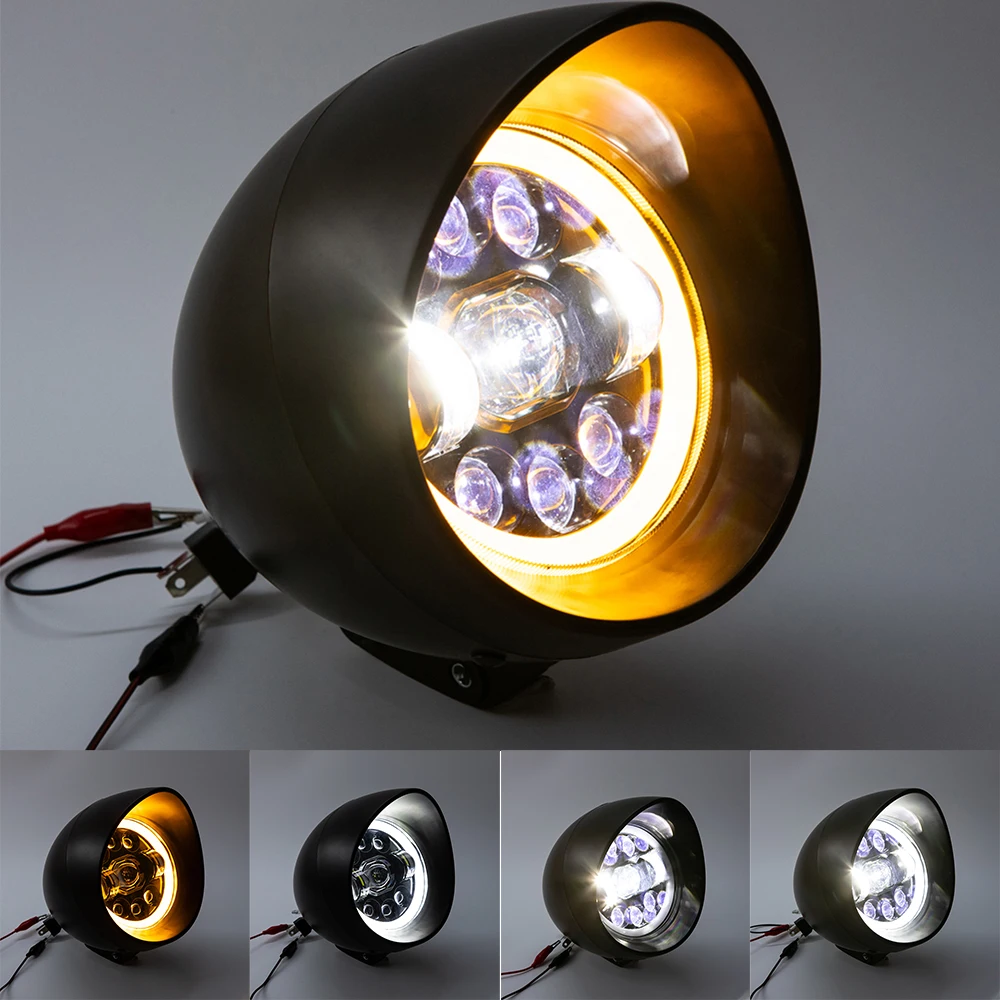 Motorfiets LED Bullet Koplamp 5.75 inch Koplamp Voor Harley Honda Touring Bobber Chopper Custom Cafe Racer applicaties