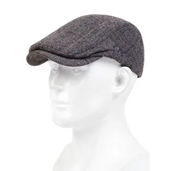 Moda w kratę czapka gazeciarza w paski dla mężczyzn jesień zima płaski bluszcz Vintage kapelusz Irish Outdoor Beret czapka malarza