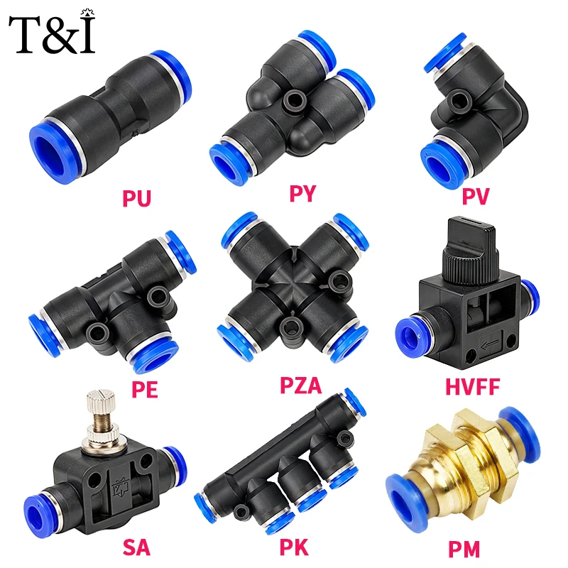 1/10PCS Pneumatic Push In Air Water Tube Quick Connector Fitting 4mm 6mm 8mm 10mm 12mm 14mm PU PV PE PY PK PM PZA PP PPF HVFF SA