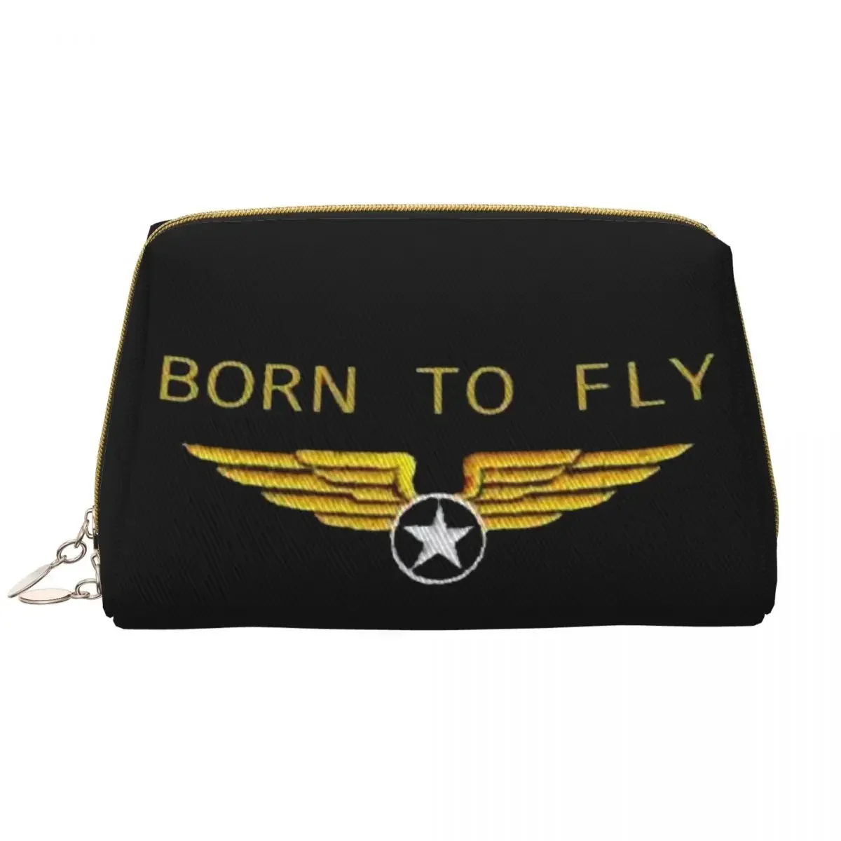 Fashion Born To Fly Logo Travel Toiletry Bag for Women Flight Pilot Cosmetic Makeup Organizer Beauty Storage Dopp Kit