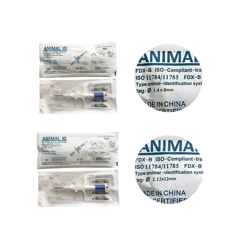 RFID 태그 칩 애완 동물 ID 동물 마이크로 칩 추적 태그 일회용 바늘이있는 134.2khz JT-A002 100pcs 2.12x12mm