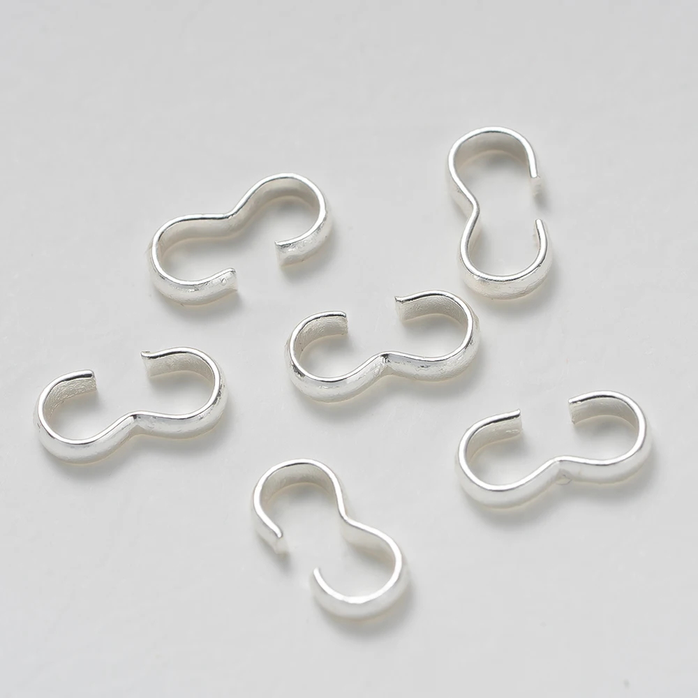 50pcs 18K Copper Plated Brass Genuine Golden Thick Silvery Open 3-Character Buckle, DIY Bracelet Jewelry Making Accessories - view 4