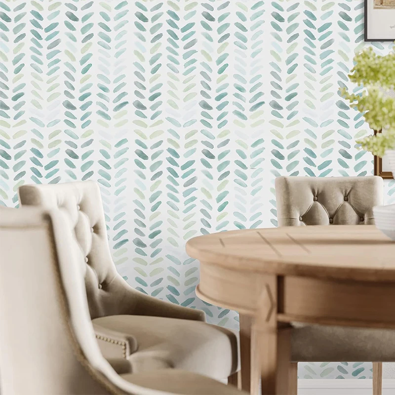 Green White Wallpaper Peel and Stick Wallpaper Boho Contact Paper for Cabinets Leaf Wallpaper for Bedroom Self-Adhesie Stickers