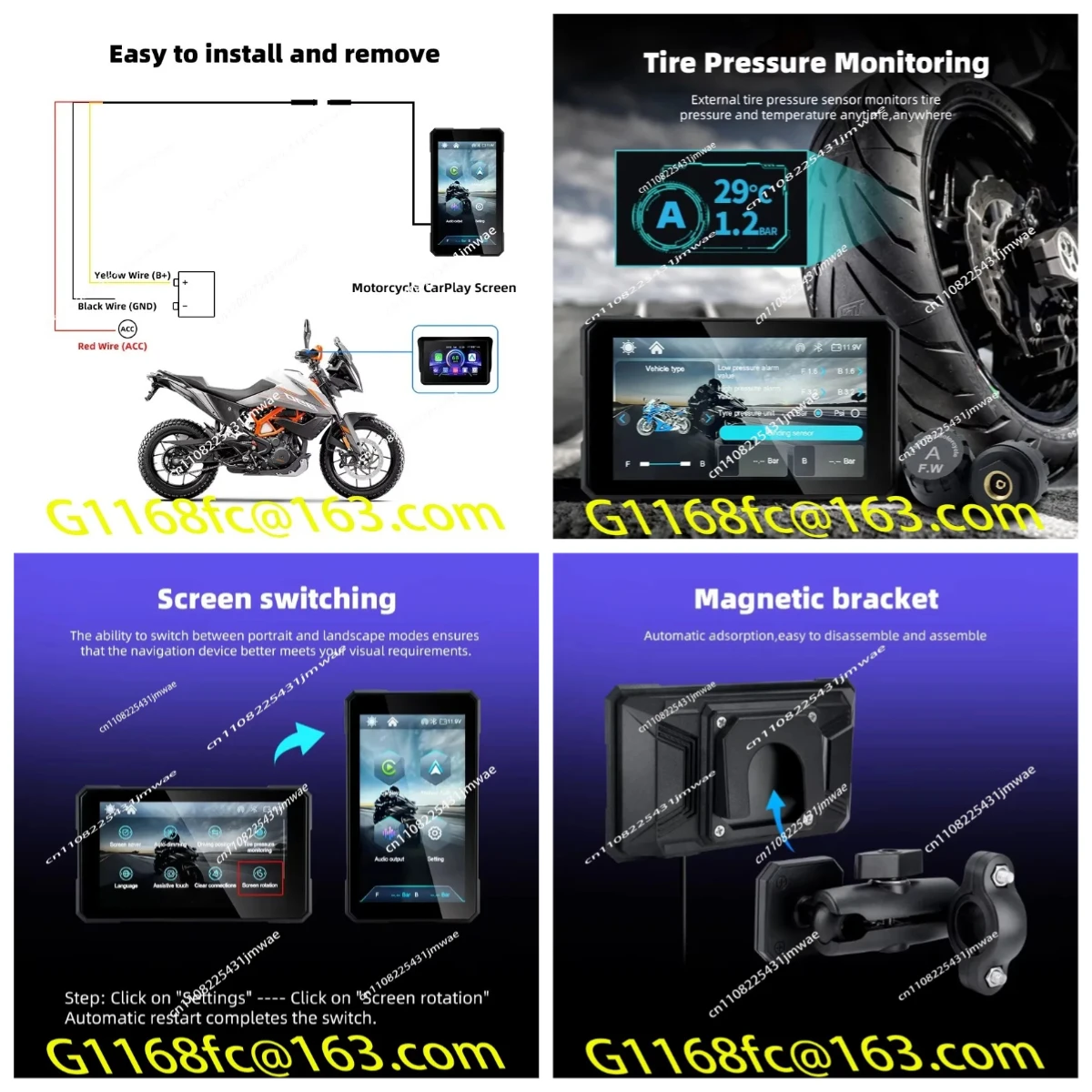 Motorcycle Carplay 5 Inch Navigation Wireless Automatic Screen