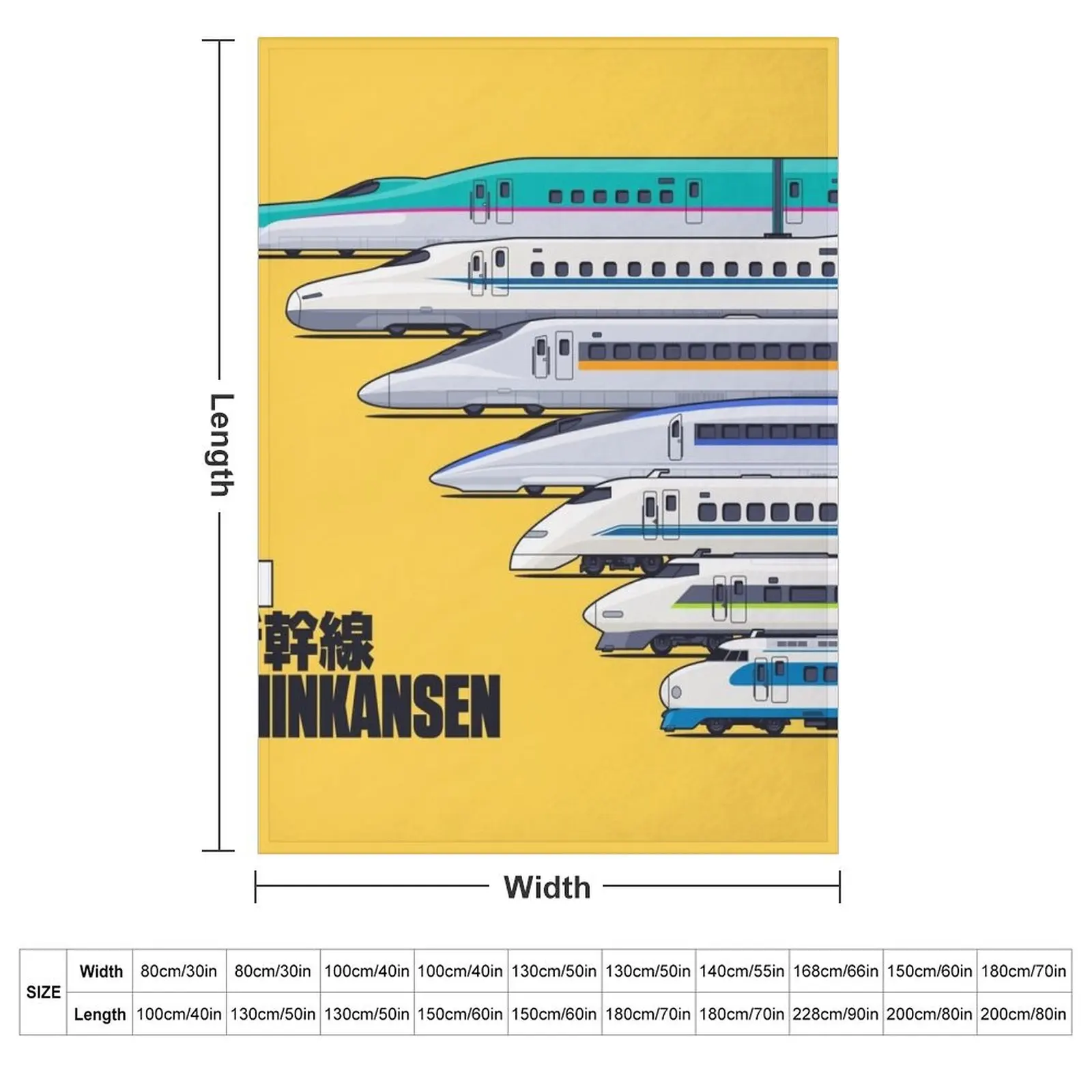 Shinkansen Bullet Train Evolution - Yellow Throw Blanket Softest Summer Beddings Bed covers Blankets