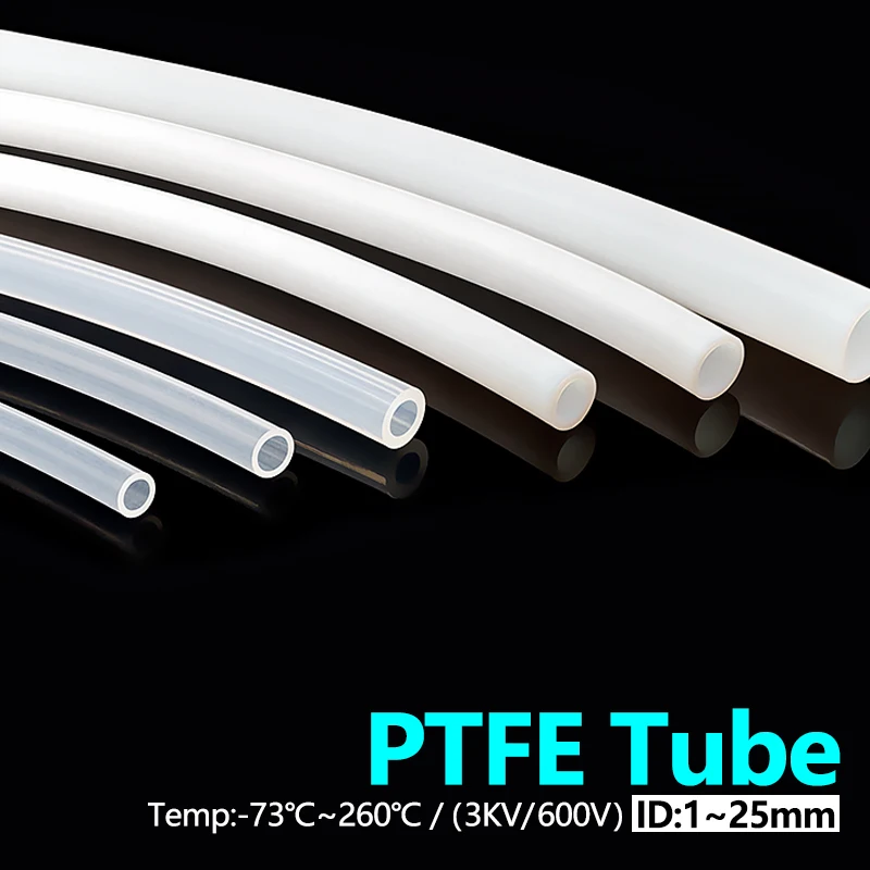 Teflonto Tube ID 1/2/3/4/5/6~19mm PTFE Rigid Tube Pipe for 3D Printer Bowden Extruder High Temp/Corrosion Resistant Low Friction