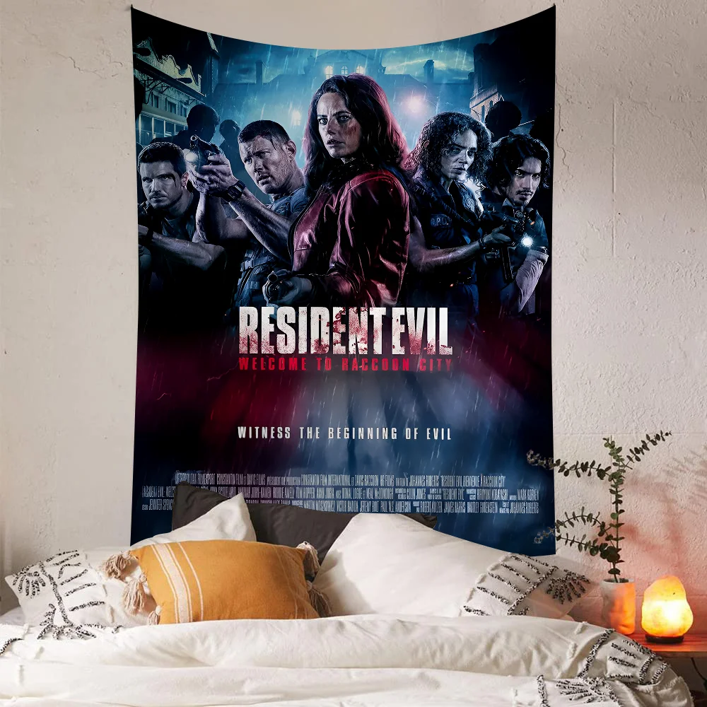 Canvas Painting Game R-RESIDENT EVIL DIY Wall Tapestry Hippie Flower Wall Carpets Dorm Decor Wall Art Decor