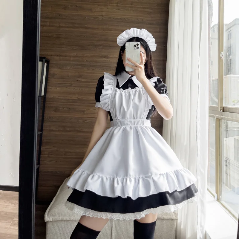 Gothic Lolita Anime Maid Cosplay Costumes Women Plus Size Love Live Cosplay Halloween Animation Sweet Coffee Waitress Role Play