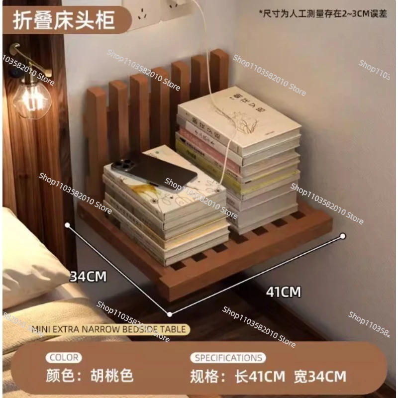 Foldable Wall-Mounted Bedside Table, Creative Space-Saving Ultra-Narrow Frame for Bedroom