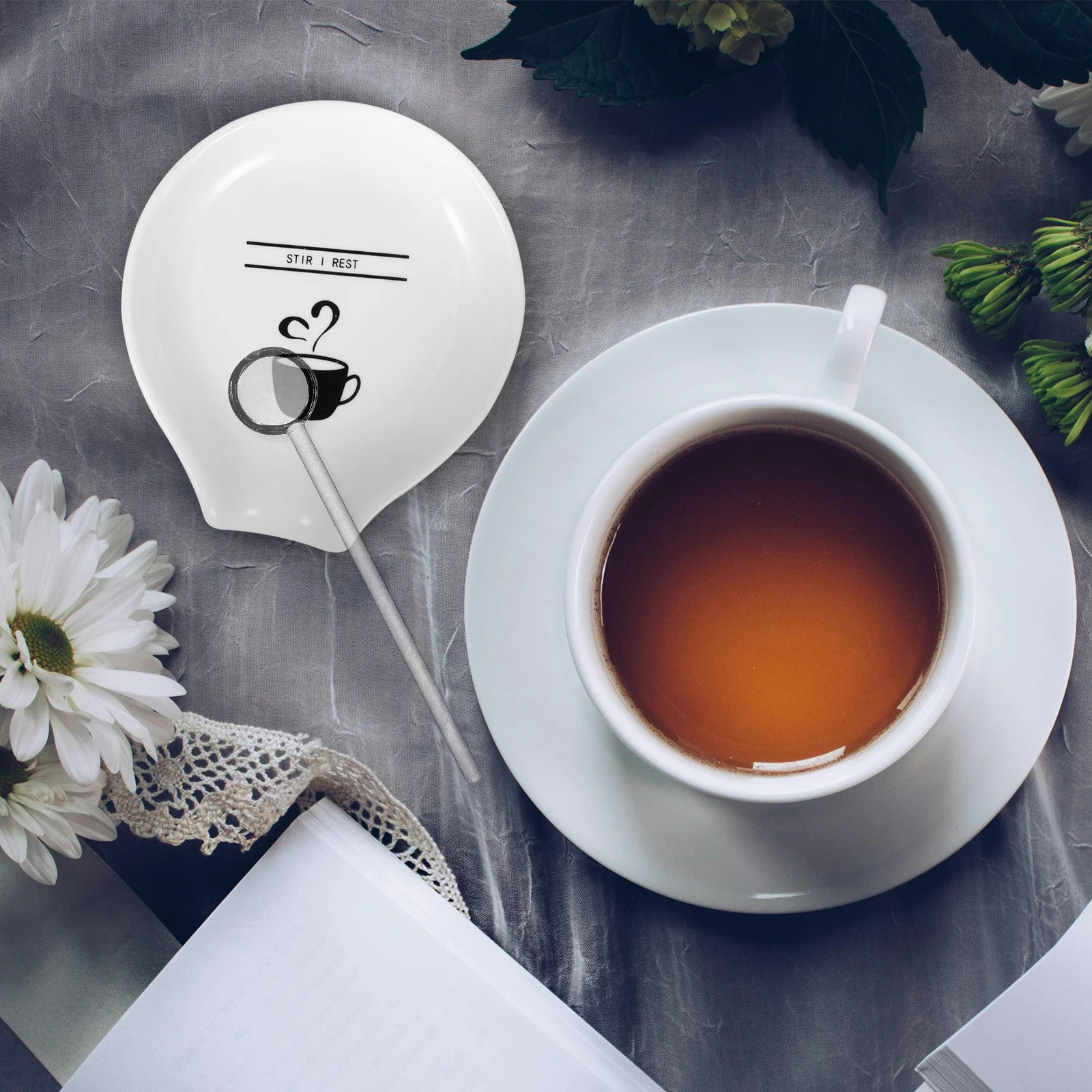 

Ceramic Spoon Rest Holder Kitchen Gadget Easy Clean Home Decoration Small Tomatoes Sauce Ceramic Spoon Rest