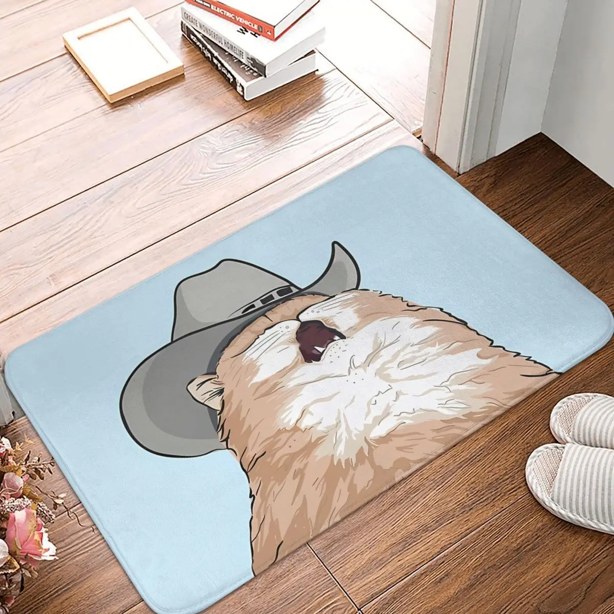 Cowboy Cats Funny Bedroom Mat Cute Blue Doormat Kitchen Carpet Outdoor Rug Home Decoration