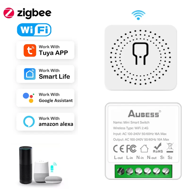 Tuya Smart Zigbee/wifi Intelligent Bricolage Module de Commutation de Commande À 2 Voies Fonctionne Avec Alexa Google Home Assistant Yandex Alice Smartlife