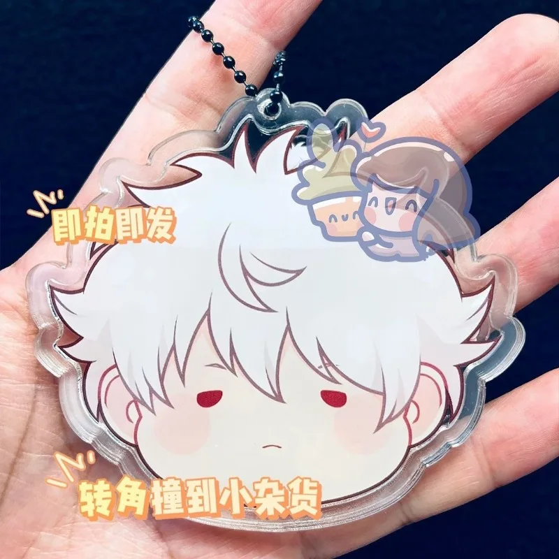 Sakata Gintoki Hijikata Toushirou Anime Keychian Shake Fighter Men GINTAMA Acrylic Keyring Figures Stand Bags Pendant Kids Gift