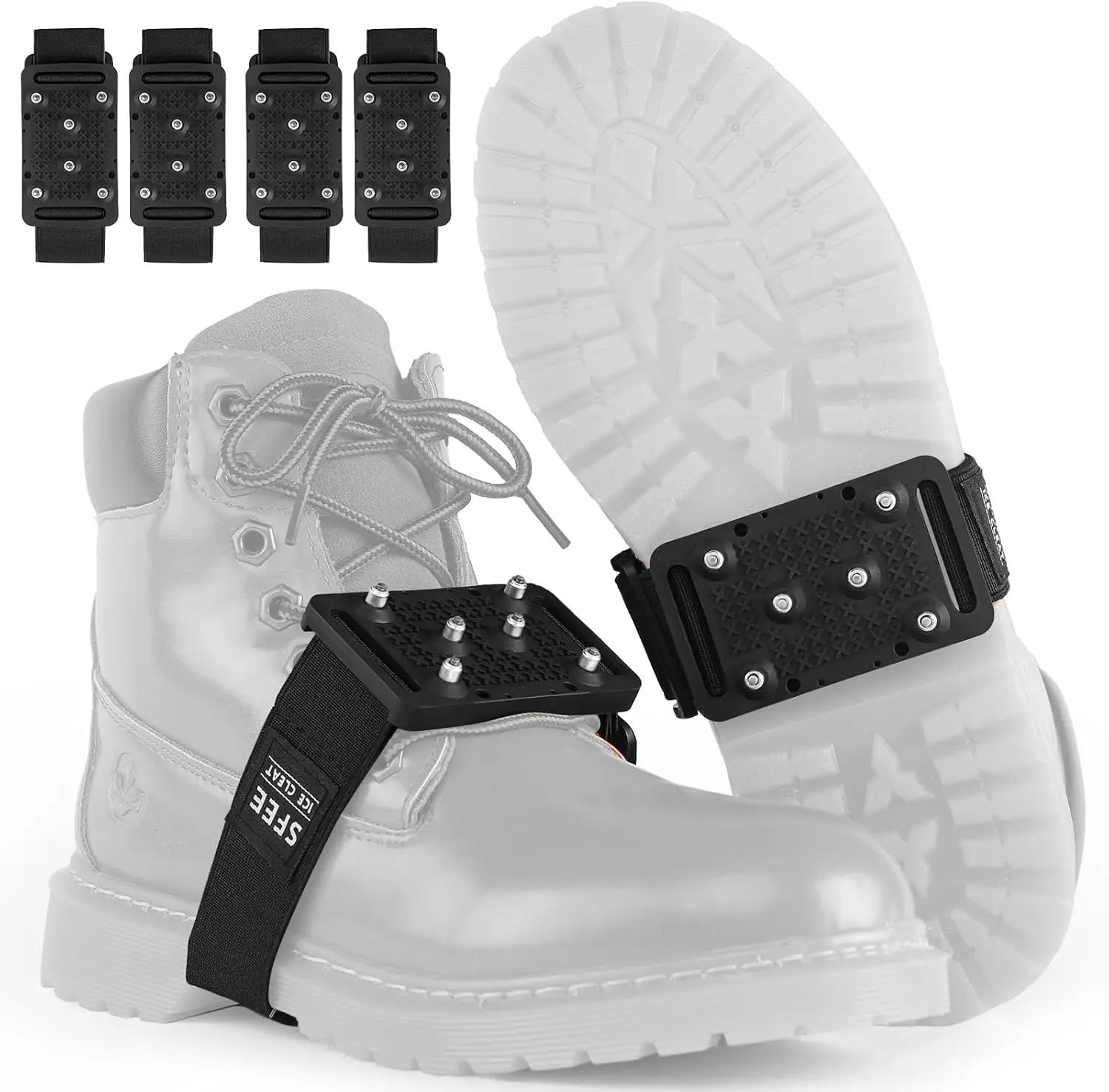 Crampones para Hielo con Púas de Tungsteno para Zapatos y Botas, Agarres de Fácil Rotación