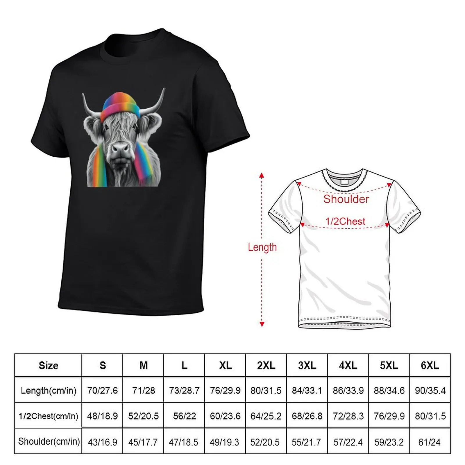 Highland Cow Rainbow Hat T-Shirt graphics aesthetic clothes men clothes