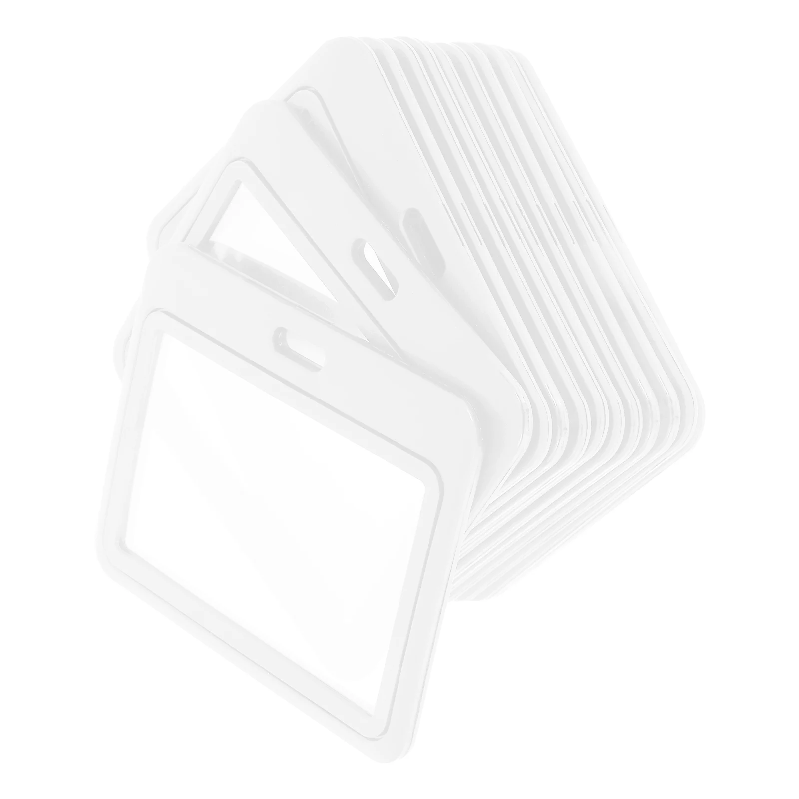 

12pcs Horizontal Flipfold Dual Transparent ID Card Holder Plastic Badge Cover Protector Clear Hard Work Student Staff