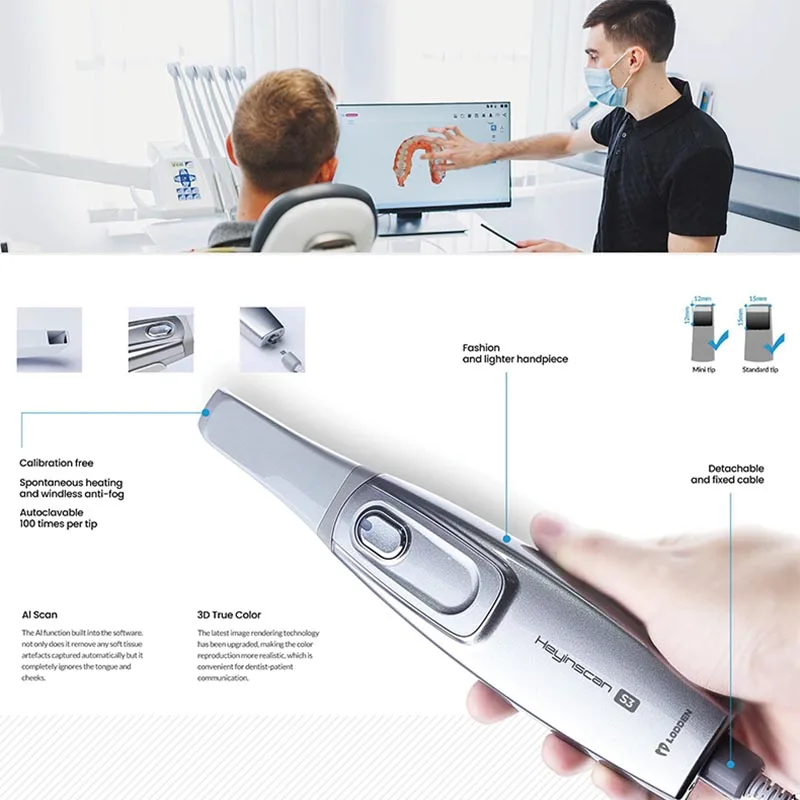 ماسح ضوئي ثلاثي الأبعاد داخل الفم لمختبر الأسنان 12 لغة مع برنامج المسح الضوئي CAMCAD الماسح الضوئي الرقمي عن طريق الفم المعتمد من CE ISO #3