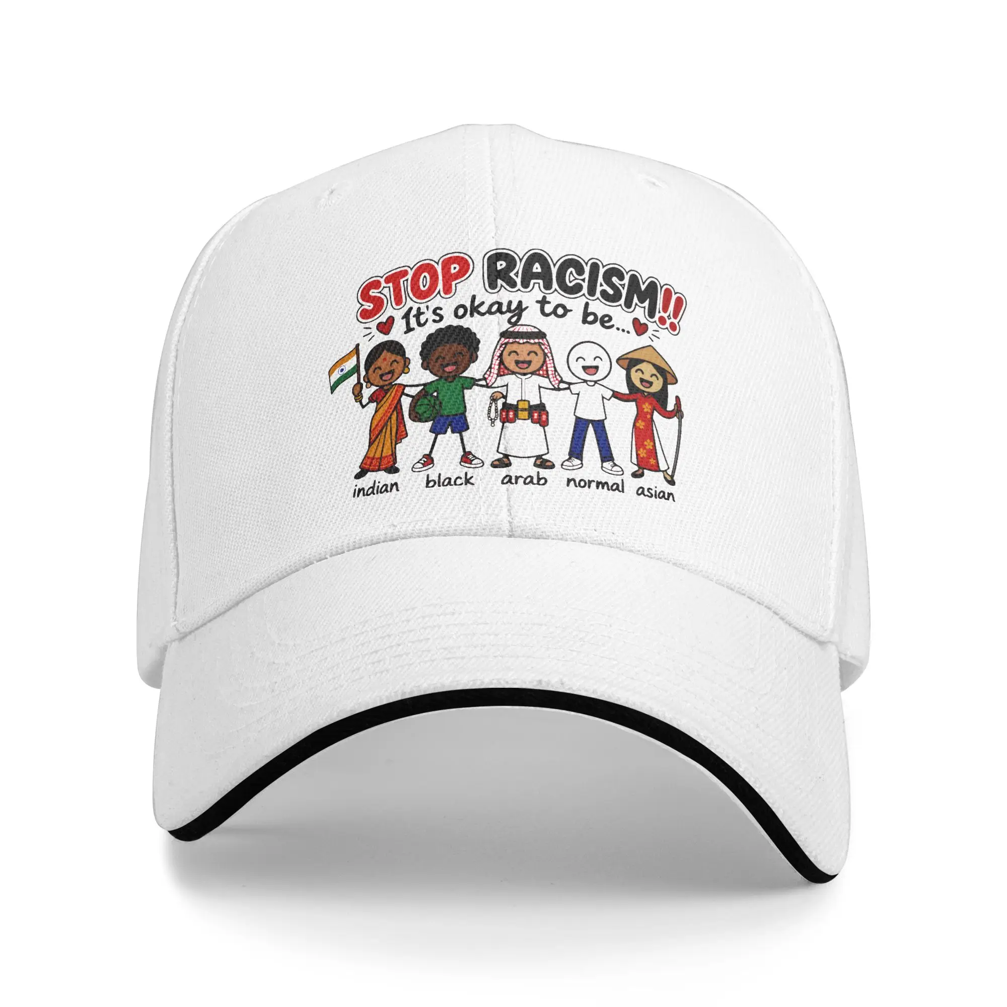Summer Casual Baseball Cap Stop Racism It's Okay to Be Outdoor Sport Hip Hop Hats For Men Women Sun Visor  Design Snapback Cap