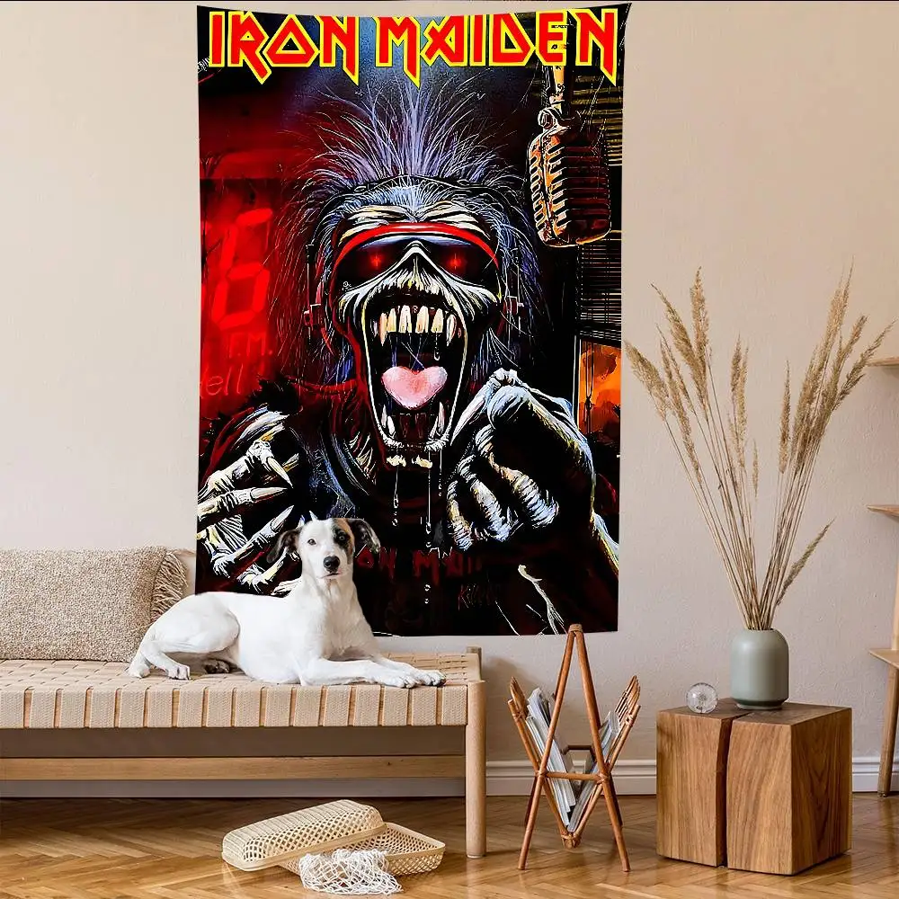 I-Iron Band M-Maiden Theme พื้นหลังผ้า Happy Birthday Party Baby Shower อุปกรณ์ตกแต่งแบนเนอร์การถ่ายภาพ Props