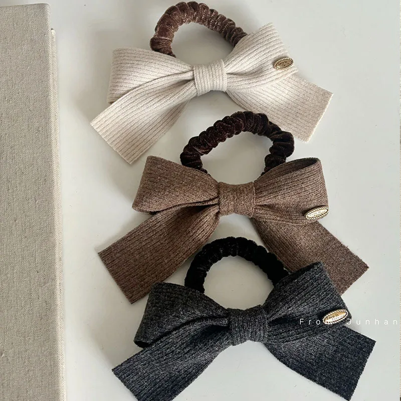 French girl brown bow ribbon hairribbon hairrope hairband headdress Fried Dough Twists braid hair loop headband hairaccessories