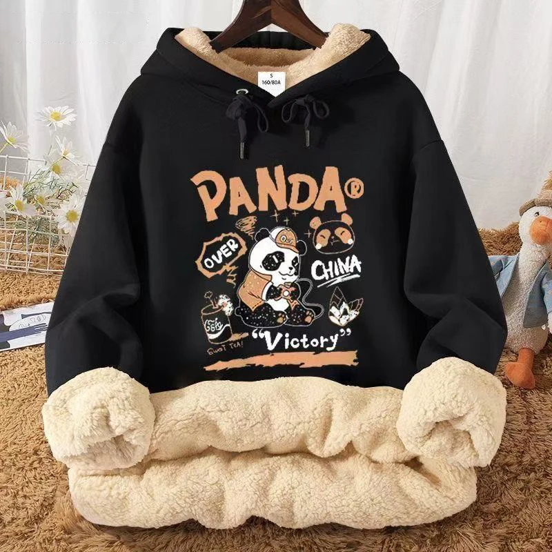 

Новая мужская утепленная толстовка свободного кроя на флисовой подкладке, осень-зима 2025, теплая, из овечьего вельвета, модная, для подростков и молодежи