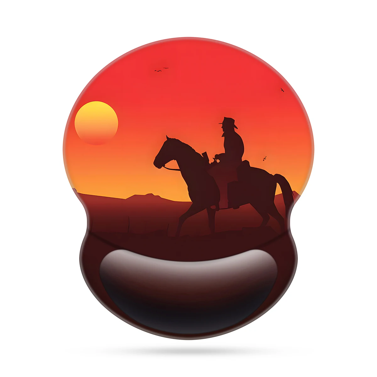 1pc Horse Galloping Red Sun Mouse Pad Wrist Ergonomic Soft AntiSlip Wrist Rest Support Mat Computer Mouse Pad For Office  PC