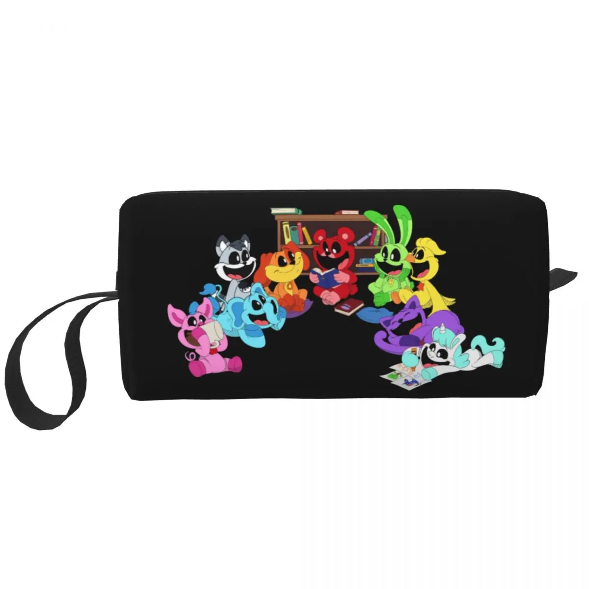 Custom Colorful Smiling Big Mouth Critters Group Toiletry Bag Scarry Game Makeup Cosmetic Lady Beauty Storage Dopp Kit Case