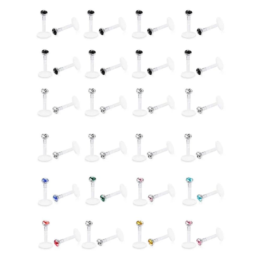 WKOUD 10pcs 16G Acrylic 2MM 2.5MM 3MM CZ Helix Cartilage Tragus Stud Earrings Labret Lip Monroe Ring Body Piercing Jewelry