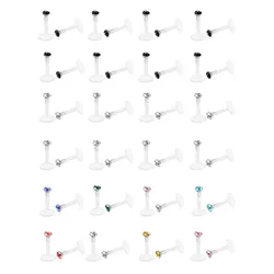 WKOUD 10pcs 16G Acrylic 2MM 2.5MM 3MM CZ Helix Cartilage Tragus Stud Earrings Labret Lip Monroe Ring Body Piercing Jewelry