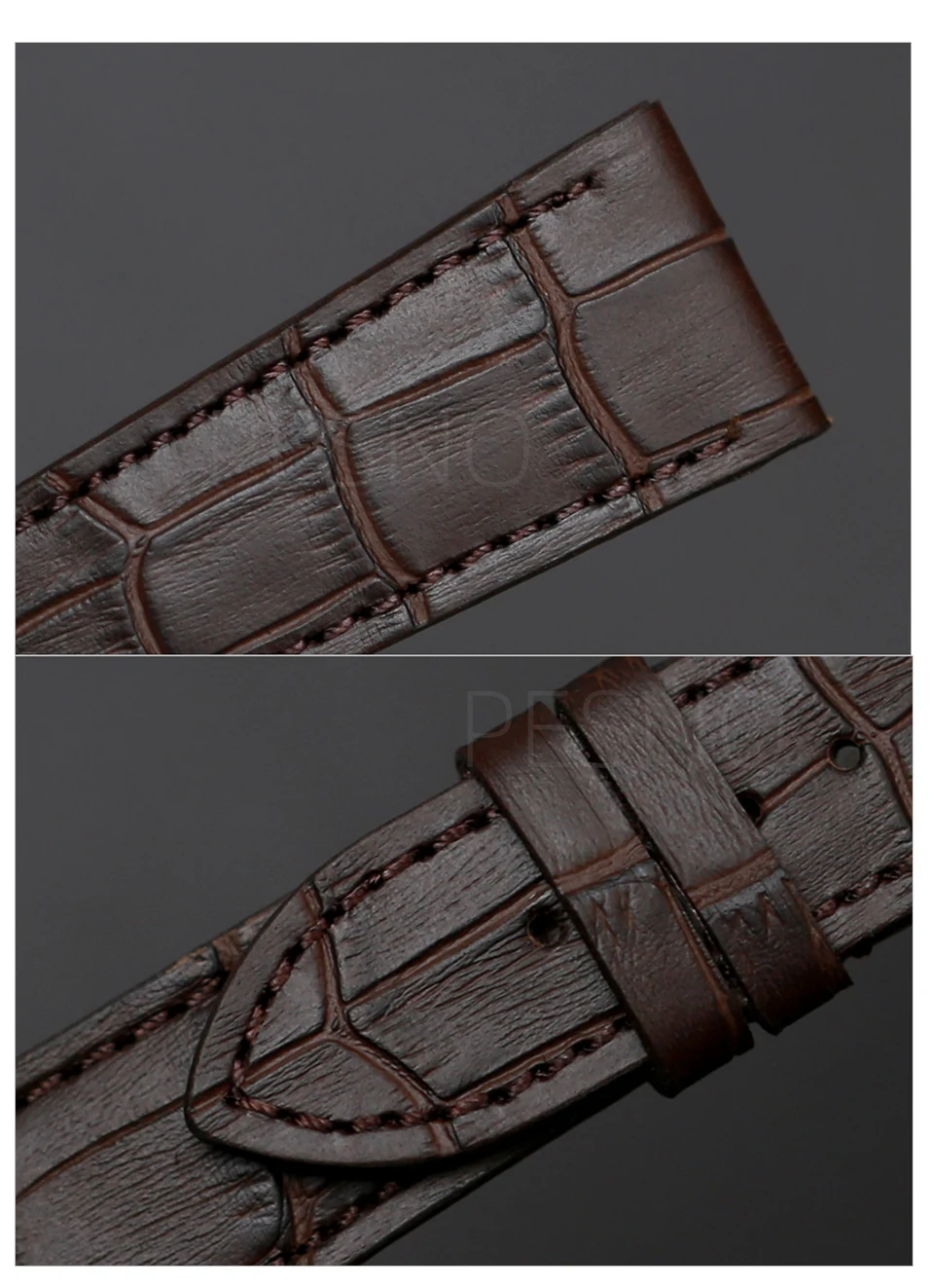 PESNO Herrenuhr aus echtem Kalbsleder, Bambusmaserung, 21–22 mm Bänder, Schwarz, Dunkelbraun, Blau, geeignet für Zenith EL PRIMERO – Detail 12