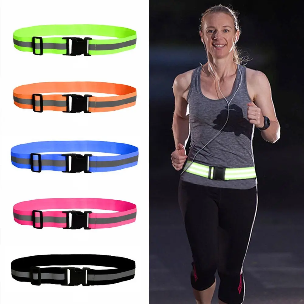 105cm Adjustable Reflective Belt Waist Strap High Visibility Safety Reflective Gear Belt Reflective for Cycling Walking Running