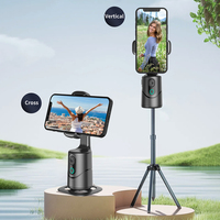 Auto Tracking Phone Holder 360° Rotation Follow-up Gimbal Stabilizer No App Gesture Control Built-In Fill Light for Tiktok Vlog