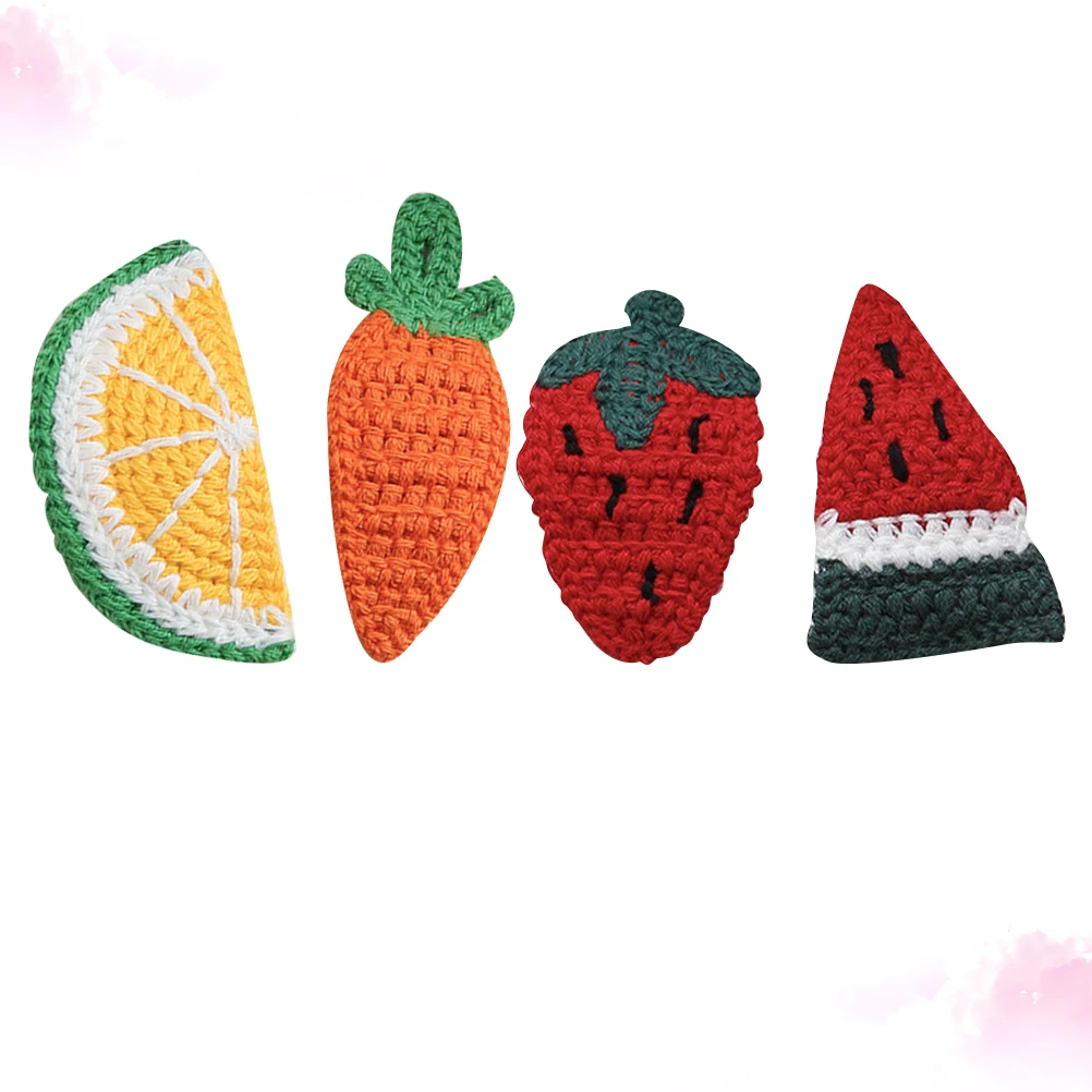 

4pcs Strawberry Carrot Hair Clips Woolen Hairpin Kids Barrettes Baby Durable Fashion Unique Design Hair Styling Aid Bobby Pins