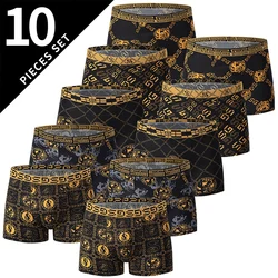 5 /10 Pack Men's Black Gold Printed Boxer Underwear Comfortable And Versatile Plus Size Sexy Young Men's Leisure Sports Beach sh