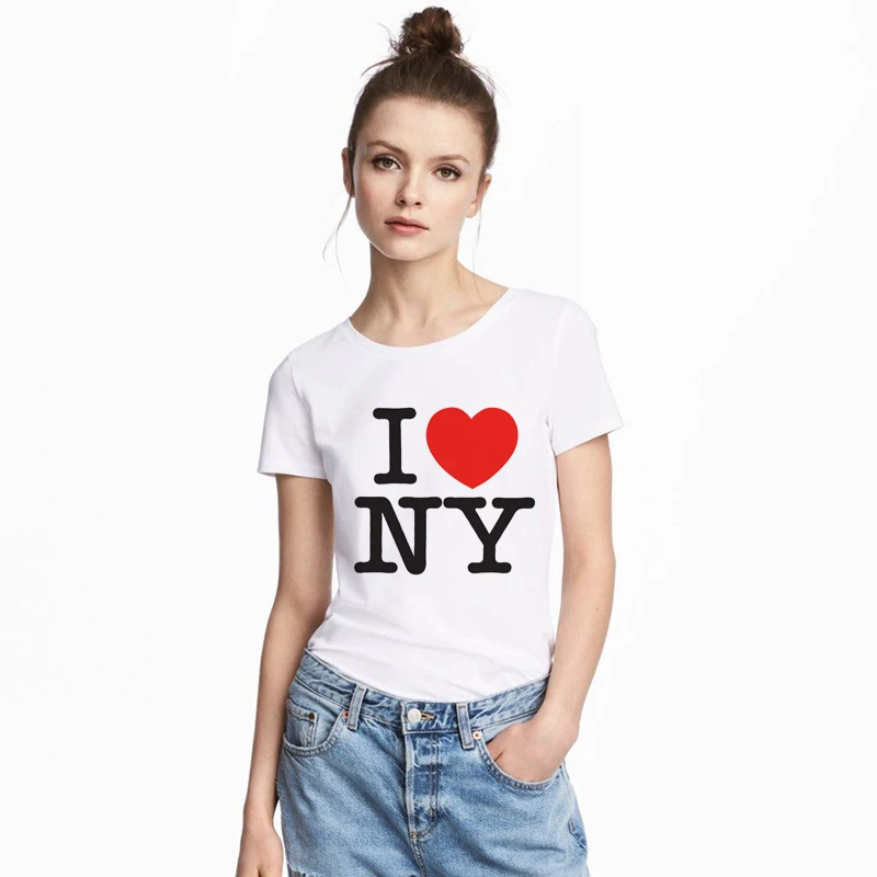 Couple Summer T Shirt I Love NY Print Graphic Tshirts Women Men Fashion Short Sleeve Oversized Tee Casual Female Clothing