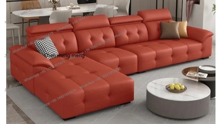 

K153 Shaped Leather Sectional Sofa and Couch For Living Room Italian Oversized Leather Sofa Couches Living Room Furniture