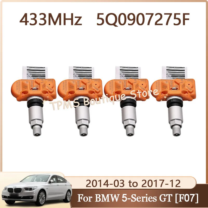 

4pcs 433MHz 5Q0907275F Car Tire Sensors System TPMS Tire Sensor For BMW 5-Series GT 6 Gran Coupe 6-Series X1 X3 X4 Z4