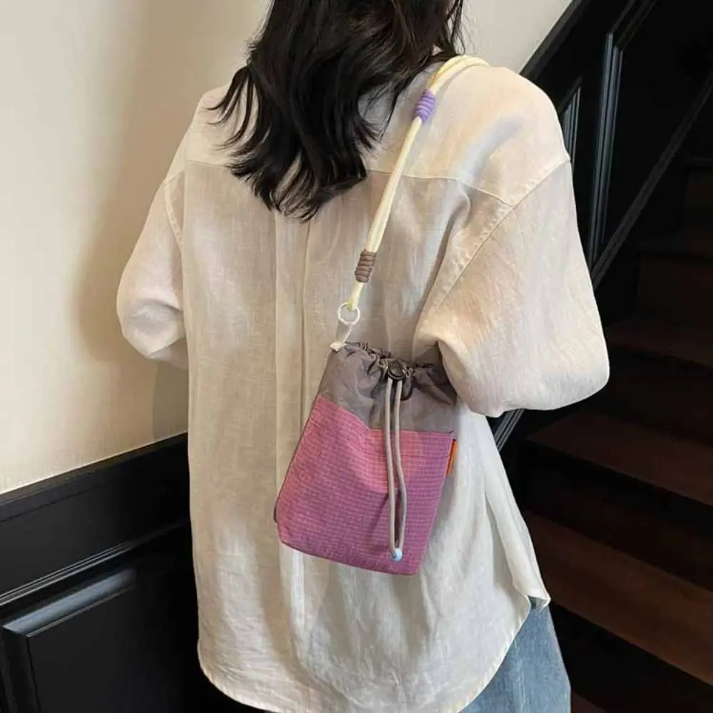 

Shoulder Strap Small Drawstring Bucket Bag Quick Drying Nylon Water Bottle Holder Adjustable Waterproof