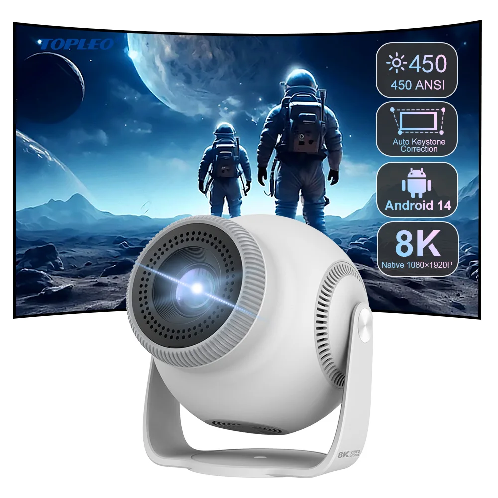 

Мини-смарт-проектор, система Android 14, декодирование видео 8K, портативный домашний кинотеатр