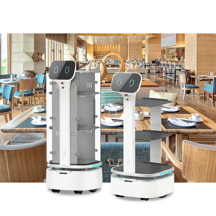 Commercial Restaurant Hotel Receptionist Serving Waitress Robot  Dish Food Delivery Robot Waiter