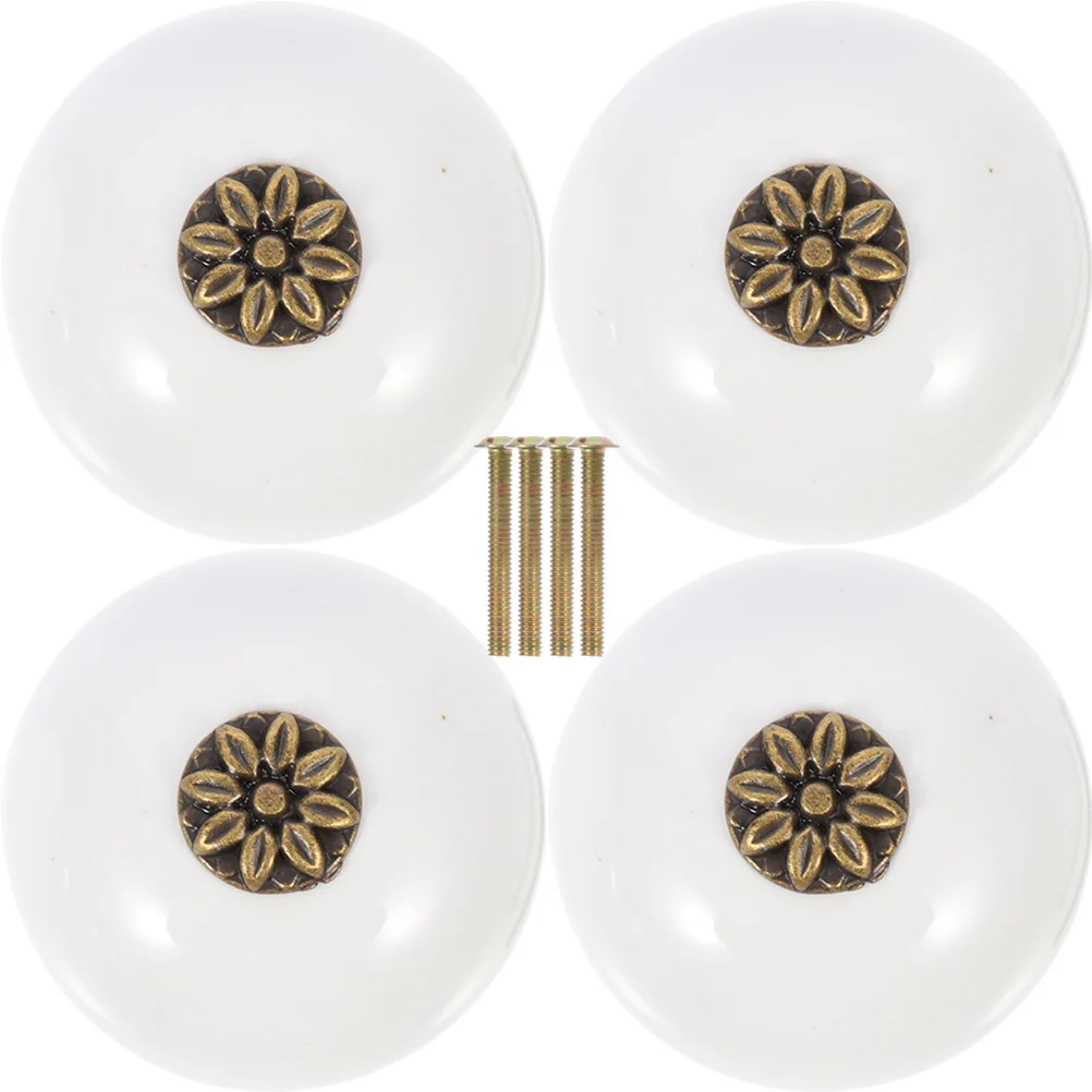 

4pcs Ceramic Zinc Alloy Cabinet Knobs Simple Round Drawer Pull Handles For Kitchen Cupboard Wardrobe Furniture Metal Pulls
