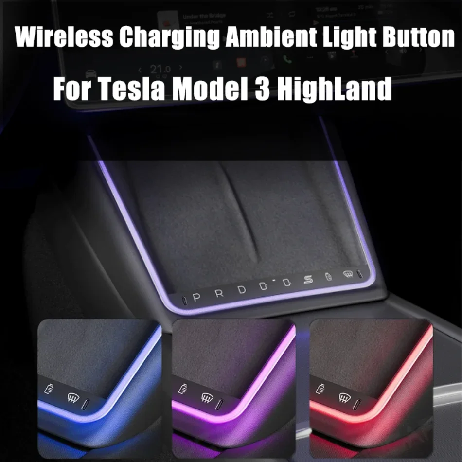 

Wireless Charging Smart Button with Atmosphere Light for Tesla Model 3 Highland Latest Smart Button Center Console Controller