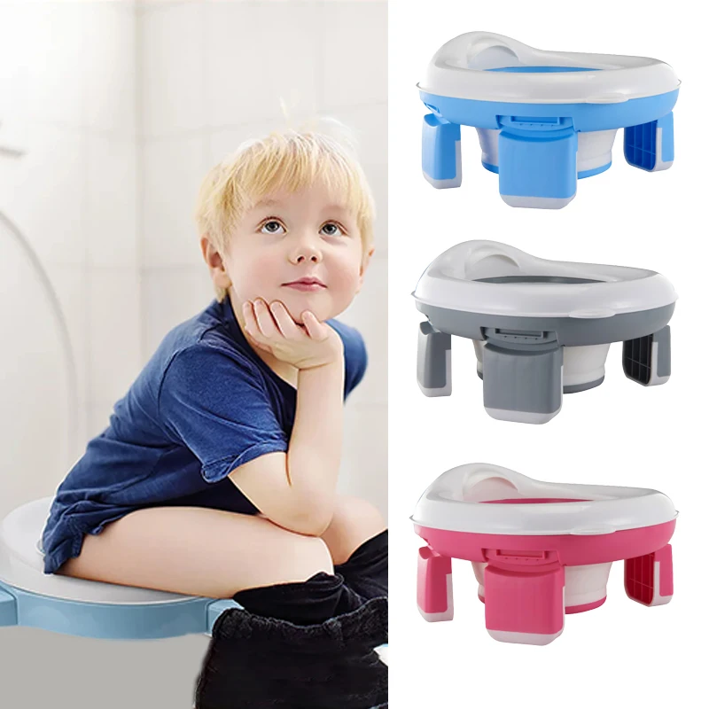 Outdoor Emergency Mobile Toilet Baby Pot Portable Silicone Baby Potty Training Seat with 20 Cleaning Bags Baby Travel Toilet