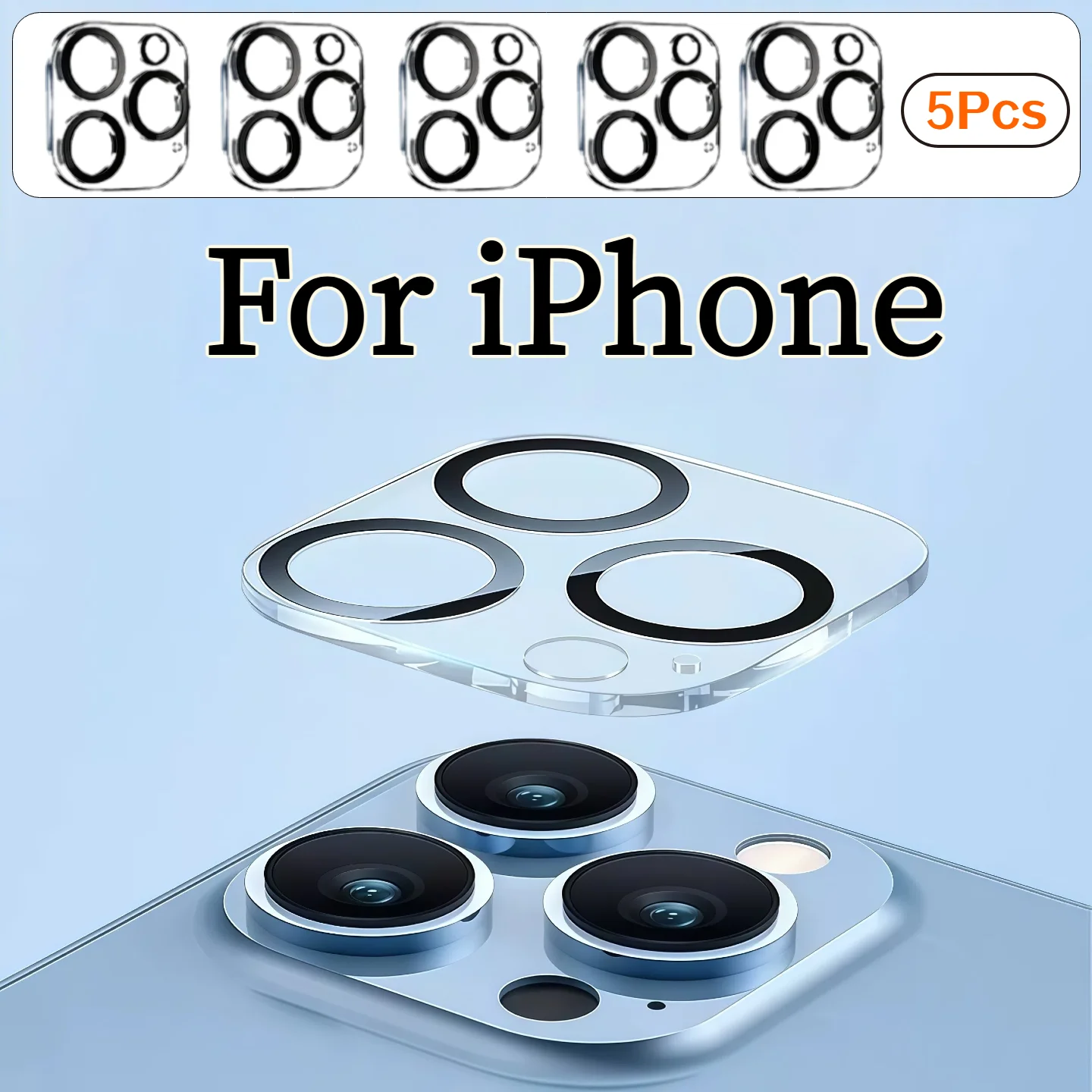 5 Stück Gehärteter Glas-Kameraobjektivschutz für iPhone 18Pro Max 17 Air 16e 16 15 14 13 12 11 Pro Max Plus Mini 9H