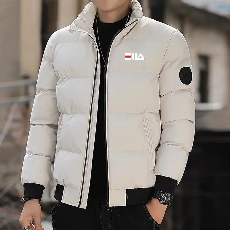 New Fashionable and Comfortable Autumn and Winter Men's Thick Warm Jacket, Outdoor Windproof New Zipper Printed Casual Jacket M-
