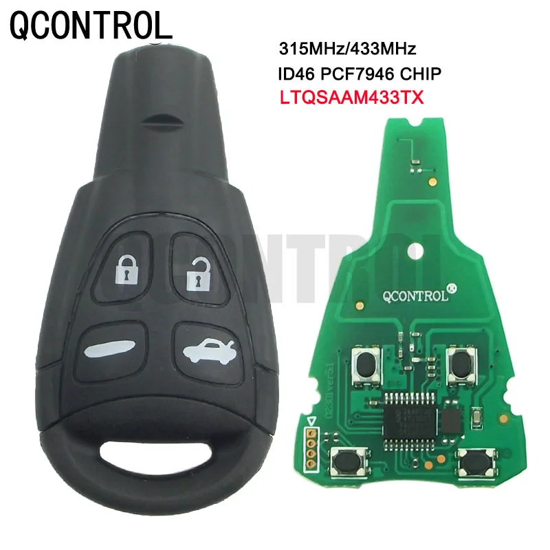 QCONTROL Car Remote Key 315433MHz Transponder PCF7946 Chip For Fit For SAAB 9-3 9-5 2003-2010 FCC:LTQSAAM433TX Replacement Refit