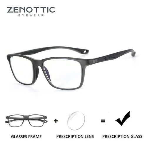 Gafas graduadas cuadradas ZENOTTIC, gafas deportivas para miopía, gafas ópticas fotocromáticas progresivas a la moda para hombres y mujeres