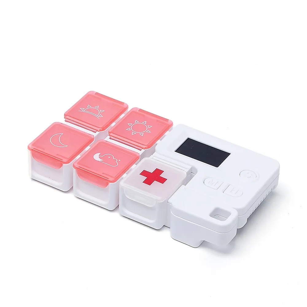 New Smart Reminder Pill Storage Box Electronic Timing Alarm Timer Medicine Box Battery Operated Weekly Pill Organizer Home Use